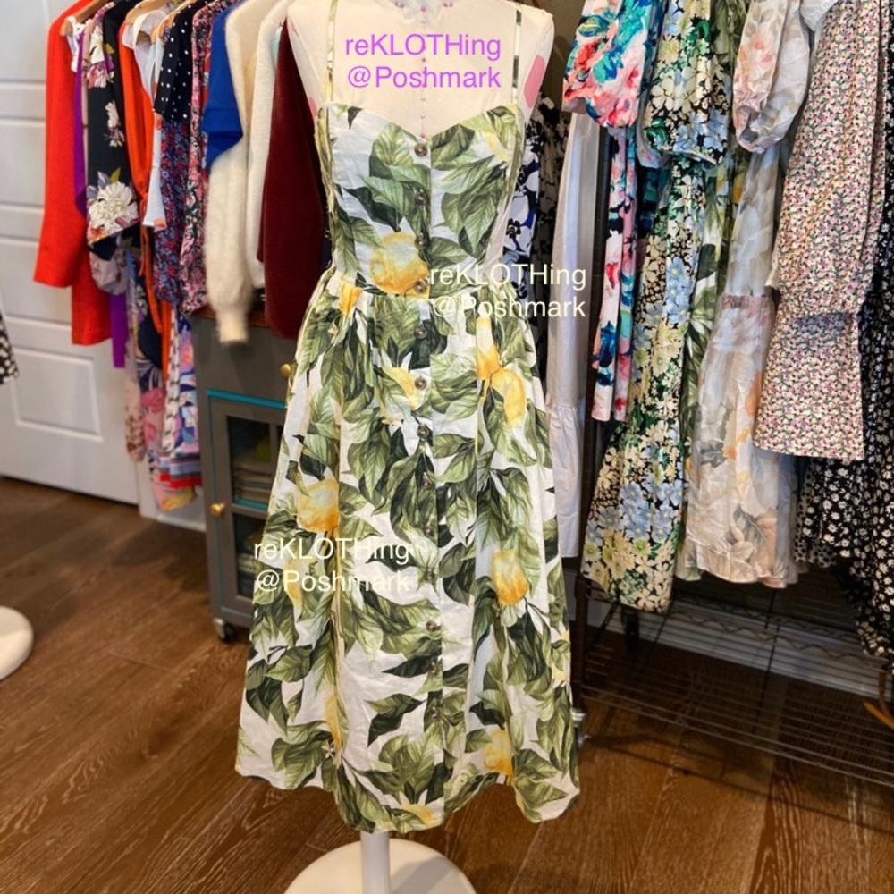 SOLD! H&M Linen-blend Lemon-print Midi Dress - Picture 8 of 16
